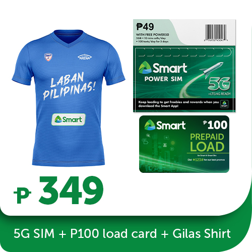 Smart Prepaid Power SIM with 100 Load Card and Gilas Shirt